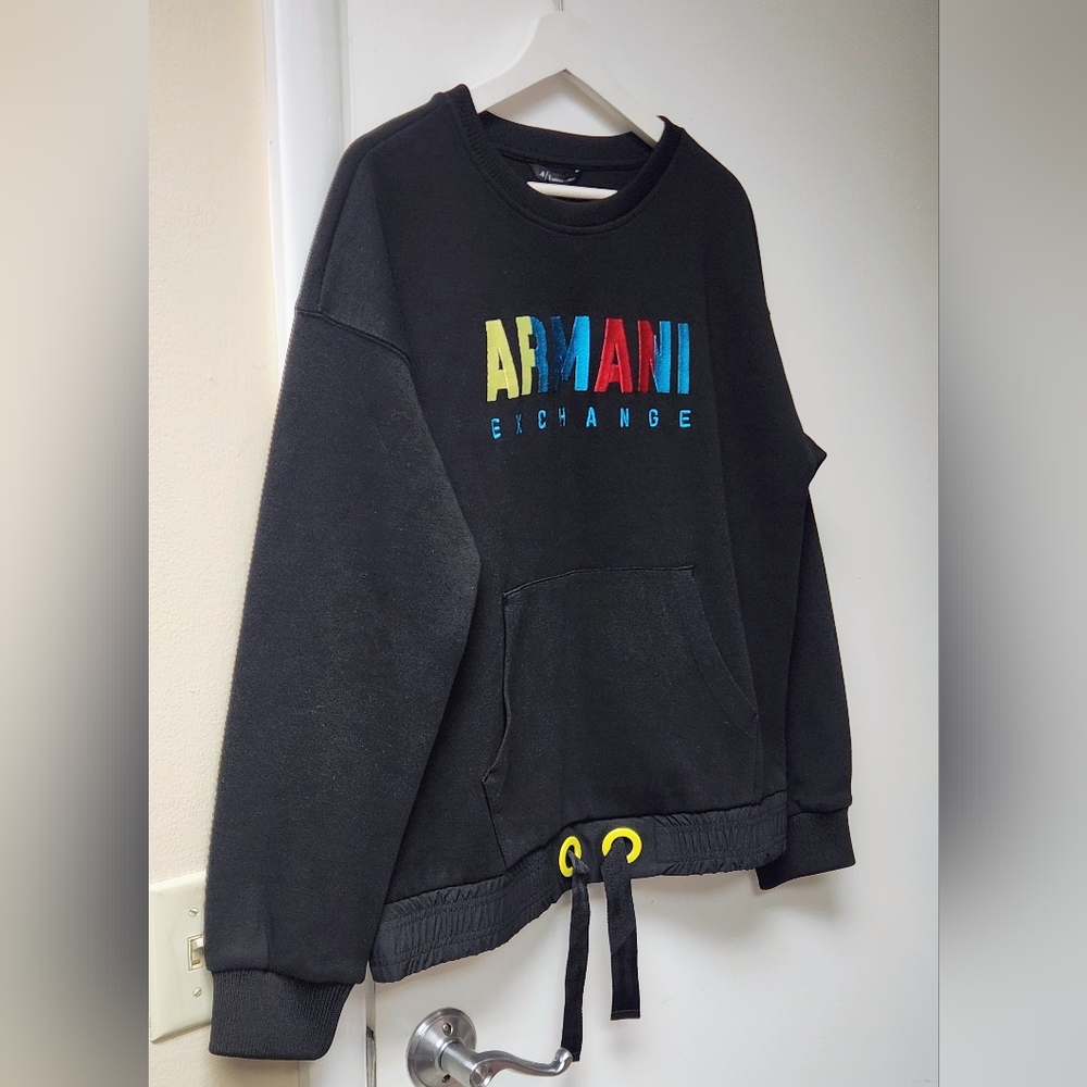 A|X Armani Exchange Multi-Color Logo Drawstring Sweatshirt Size M - Picture 3 of 12